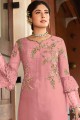 Satin Georgette Straight Pant Straight Pant Suit in Pink Satin Georgette