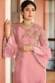 Satin Georgette Straight Pant Straight Pant Suit in Pink Satin Georgette