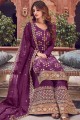 Jacquard Silk Purple Palazzo Suit dupattta