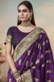 Ethinc Weaving Banarasi raw Silk Saree in Purple