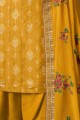 Jacquard Sharara Suit in Mustard Yellow Silk