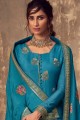Jacquard Silk Sharara Suit in Blue
