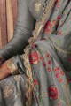 Jacquard Sharara Suit in Grey Silk