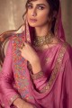 Jacquard Silk Sharara Suit in Pink
