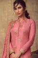 Pink Sharara Suit in Silk with Jacquard