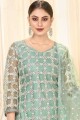 Dusty Green Striaght Pajami Straight Pant Suit in Net with Net