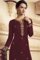 Palazzo Suit in Maroon Crepe with Crepe