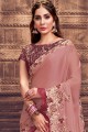Georgette & Silk Party Wear Saree in Dusty Pink with Embroidered