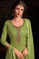 Patiala Suit in Light Green Satin with Cotton