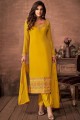 Fashionable Georgette Yellow Salwar Kameez in Georgette