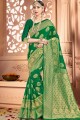 Art Silk Weaving Green Banarasi Saree with Blouse
