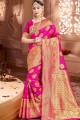 Rani Pink Weaving Art Silk Banarasi Saree