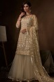 Net Off White Sharara Suit in Net