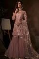 Net Sharara Suit in Dusty Pink Net