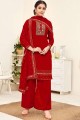 Red Georgette Palazzo Pant Palazzo Suit in Georgette