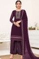 Purple Georgette Palazzo Suit with Georgette