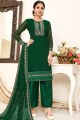 Georgette Palazzo Suit in Dark Green with Georgette