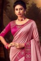 Embroidered Silk Party Wear Saree in Pink