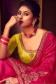 Silk Embroidered Dark Pink Party Wear Saree with Blouse