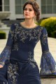 Georgette Palazzo Suit in Navy Blue with dupatta