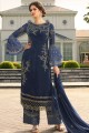 Georgette Palazzo Suit in Navy Blue with dupatta