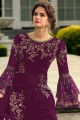 Georgette Palazzo Suit in Wine 