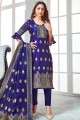 Royal Blue Art Silk Straight Pant Straight Pant Suit with Art Silk