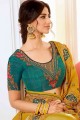 Embroidered Silk Yellow Party Wear Saree Blouse