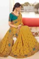 Embroidered Silk Yellow Party Wear Saree Blouse