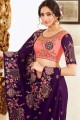 Embroidered Silk Party Wear Saree in Purple