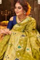 Olive Green Art Silk Banarasi Saree with Weaving