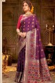 Purple Art Silk Weaving Banarasi Saree with Blouse