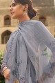 Crepe Palazzo Suit in Light Grey with dupatta