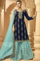Navy Blue Sharara Suit with Georgette