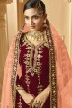 Georgette Sharara Suit in Maroon with dupatta