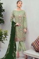 Light Green Georgette Straight Pant Suit with Georgette