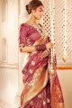 Art Silk Banarasi Saree with Weaving in Pink & Magenta