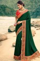 Jacquard & Silk Green Saree in Embroidered