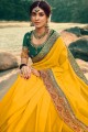 Yellow Embroidered Jacquard & Silk Saree