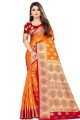Classy Orange Saree with Weaving Art Silk
