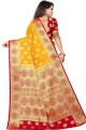 Weaving Saree in Yellow Art Silk