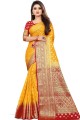 Art Silk Yellow Saree in Weaving
