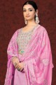 Pink Salwar Kameez with Weaving Cotton