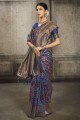 Navy  Banarasi silk Saree with Weaving