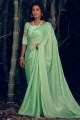 Art silk Saree in Green with Lace border