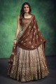 Georgette Sequins Coral Gown Dress with Dupatta