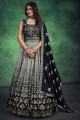 Black Georgette Gown Dress with Sequins