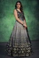 Black Georgette Gown Dress with Sequins