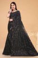 Party Wear Saree Black  in Georgette with Sequins