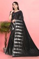Party Wear Saree Black in Georgette with Sequins